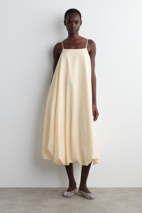 Bubble-Hem Midi Dress