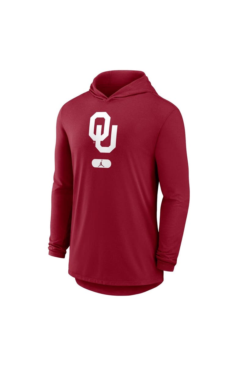 Jordan Brand Men's Jordan Brand Crimson Oklahoma Sooners Primetime Tri-Blend Dri-FIT Long Sleeve Hoodie T-Shirt, Alternate, color,