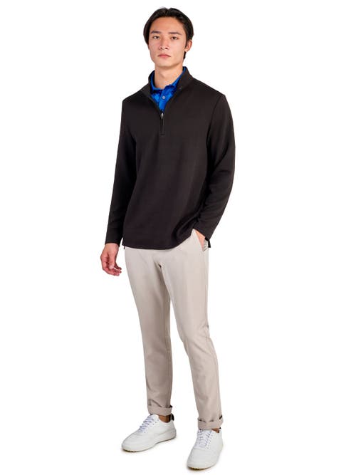 Construct Solid Waffle Knit Quarter Zip In Black