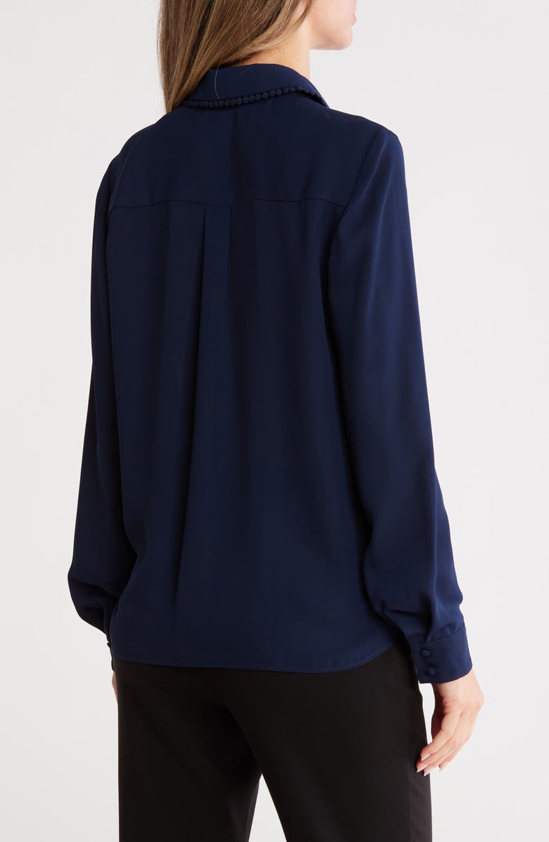 Gemma + Jane Lace Trim Button-Up Shirt, Alternate, color, Navy