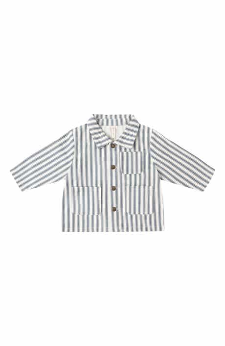 Pinstriped Organic Cotton Utility Jacket