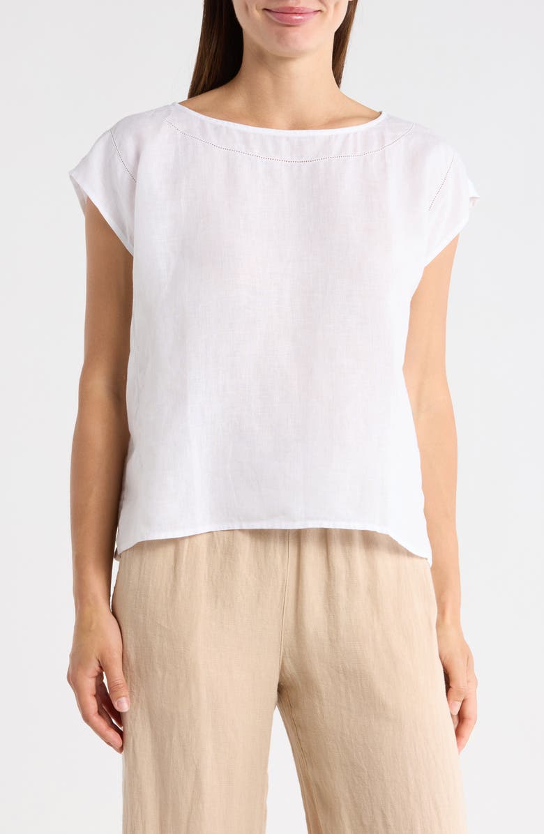 Eileen Fisher Linen Square Top, Main, color, White