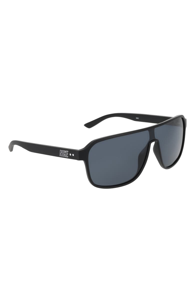 Nike Vintage Flyer 64mm Shield Sunglasses, Alternate, color, Matte Black / Grey
