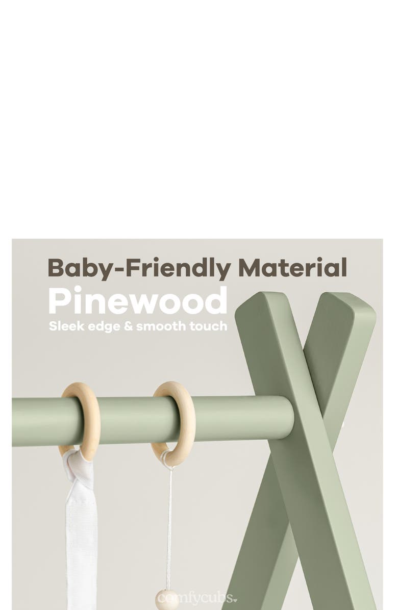 Comfy Cubs Wooden Baby Play Gym Set, Alternate, color, Sage