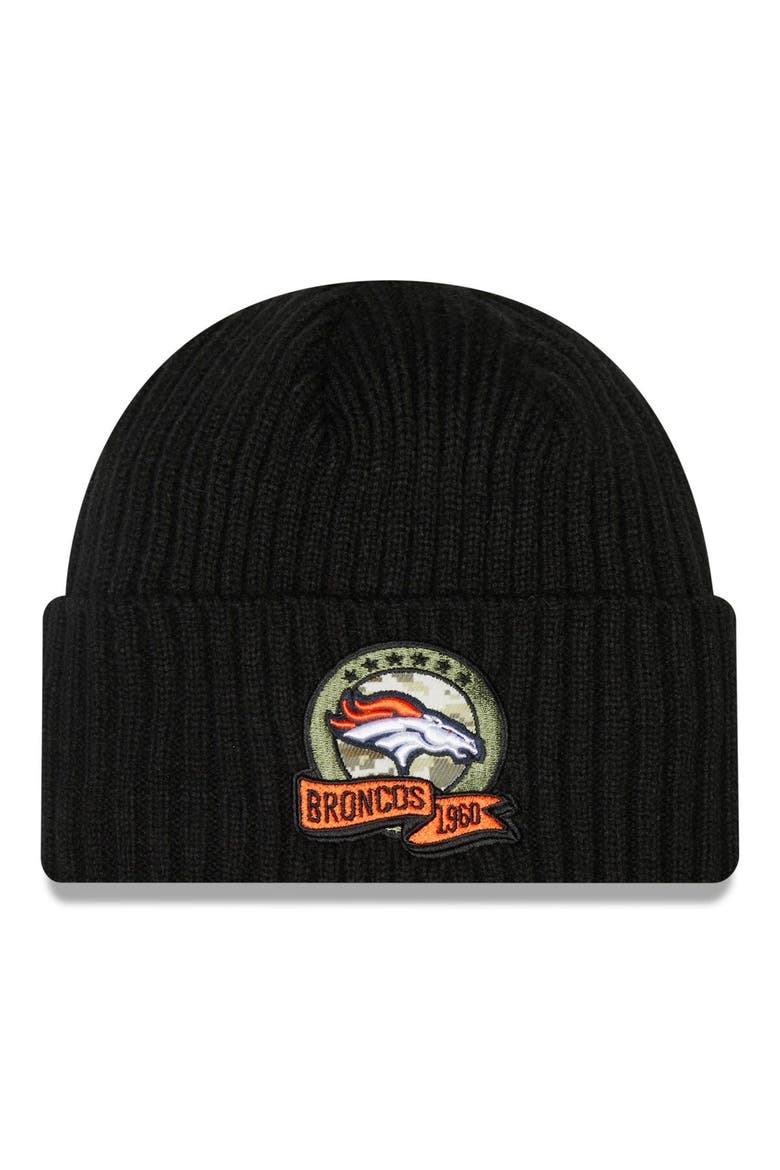 Youth New Era Black Denver Broncos 2022 Salute To Service Knit Hat, Main, color, Black