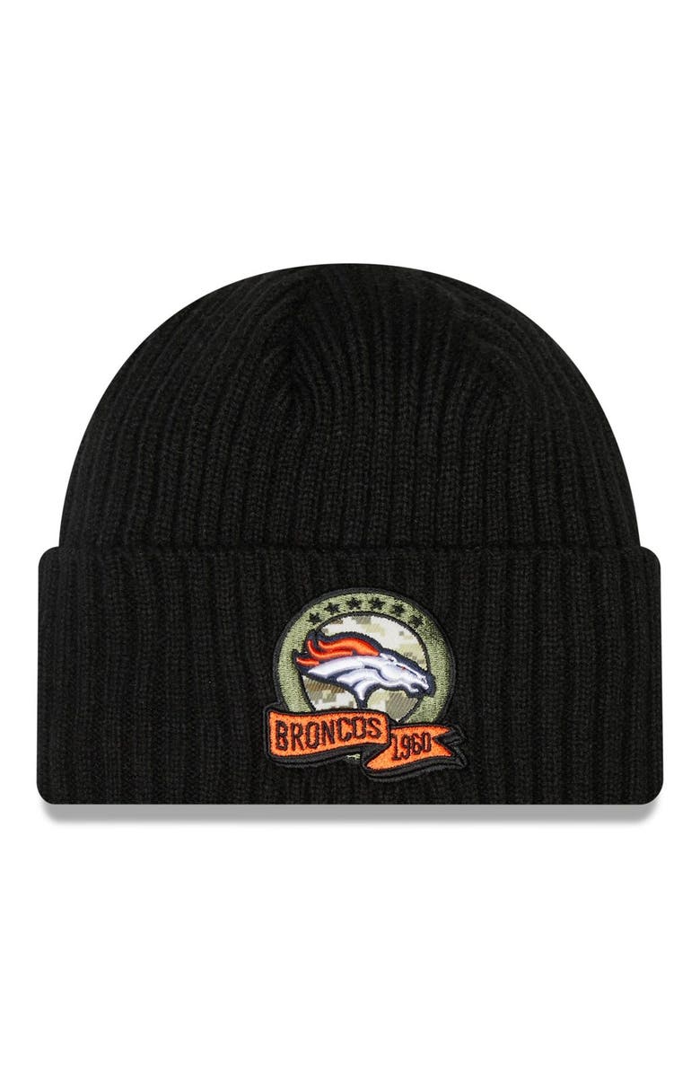 New Era Youth New Era Black Denver Broncos 2022 Salute To Service Knit Hat, Main, color,