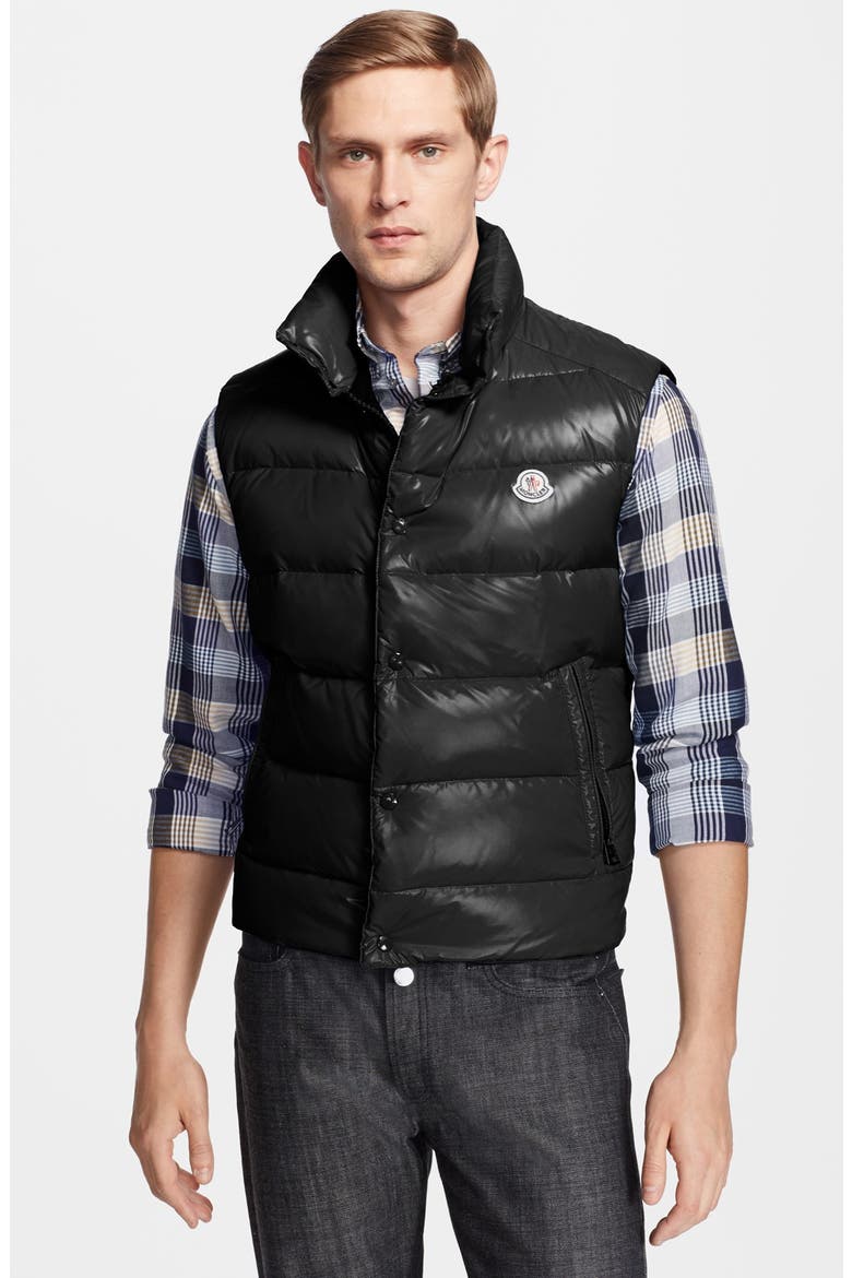 'Tib' Shine Down Vest, Main, color, BLACK