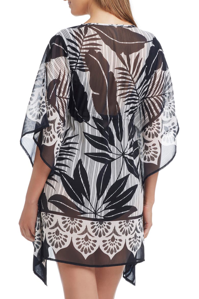 Chiffon Cover-Up Caftan, Alternate, color, BLACK