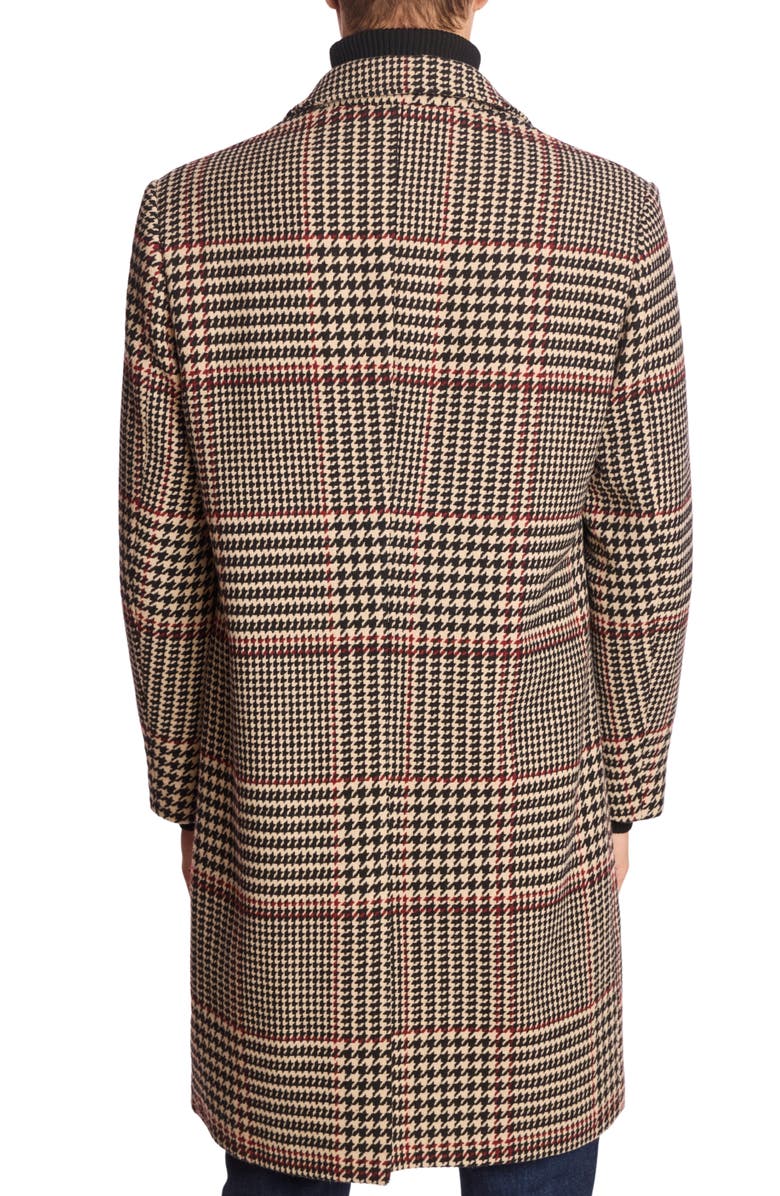 PAISLEY & GRAY Houndstooth Overcoat, Alternate, color, Black Tan Red Houndstooth