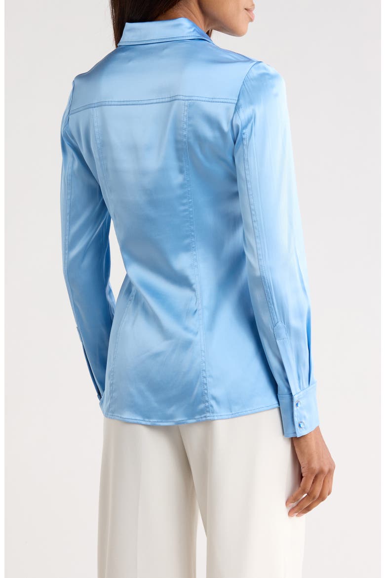 Toni Long Sleeve Snap Front Satin Shirt, Alternate, color, MISTY BLUE