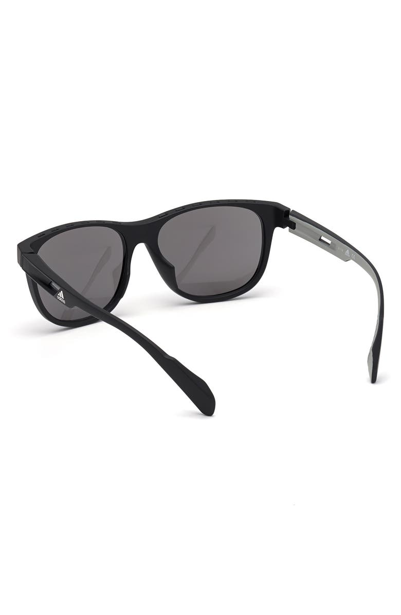 adidas 55mm Round Sunglasses, Alternate, color, Matte Black / Smoke Mirror