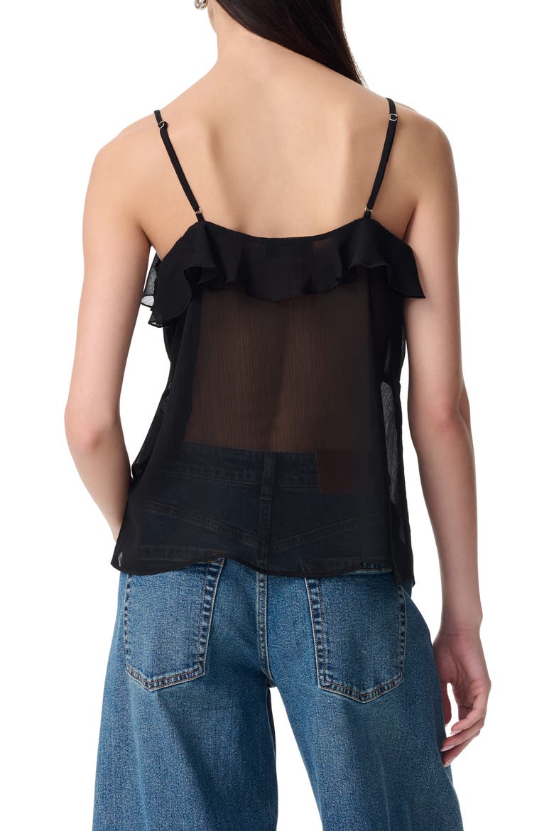 Justine Cascading Ruffle Chiffon Camisole, Alternate, color, BLACK