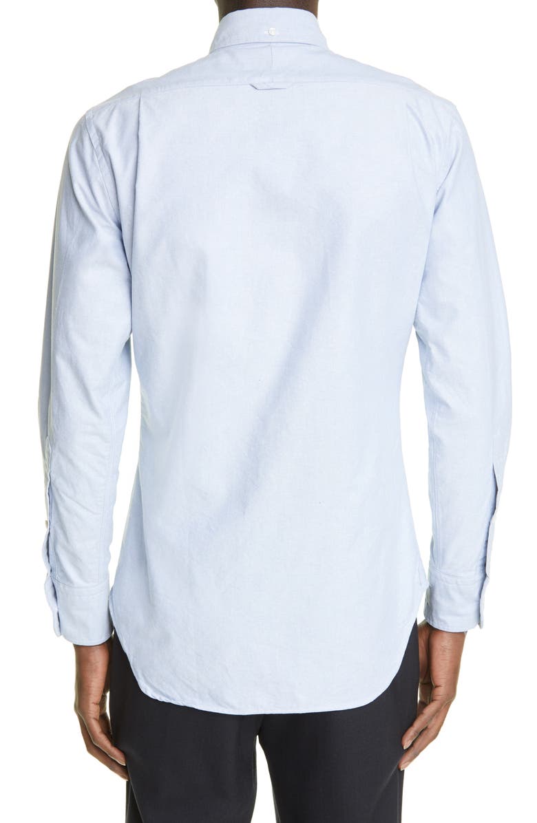 Thom Browne Grosgrain Placket Oxford Button-Down Shirt, Alternate, color, 