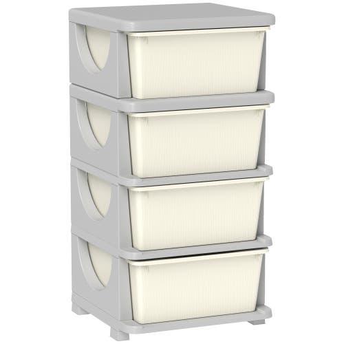 Qaba 4-tier Kids Storage Unit With Drawers In White