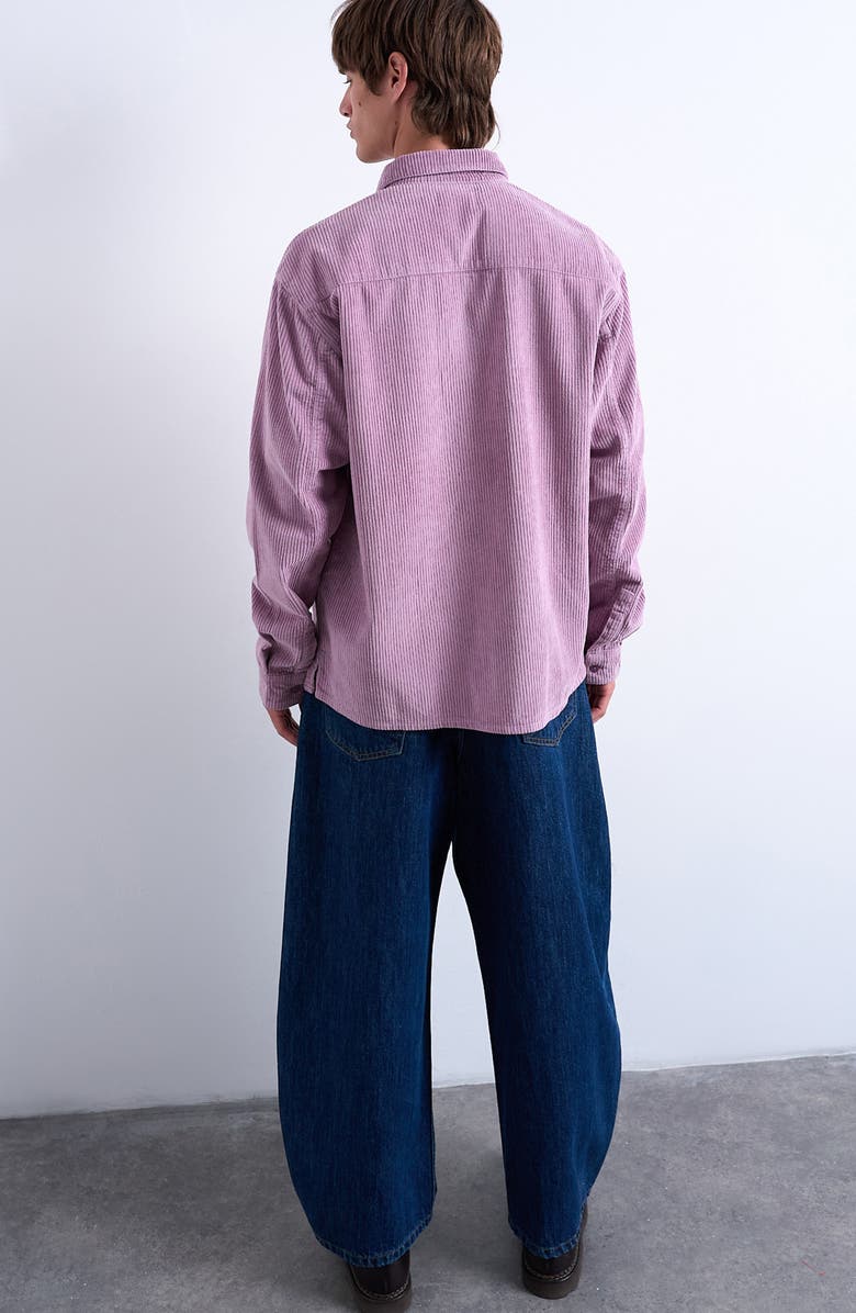 Topman Regular Fit Corduroy Button-Up Shirt, Alternate, color, Lilac