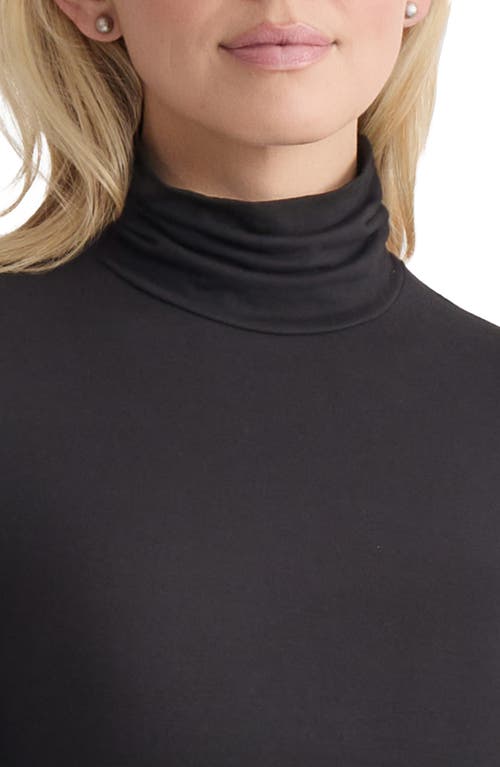 Jones New York Shirred Turtleneck Top In Black