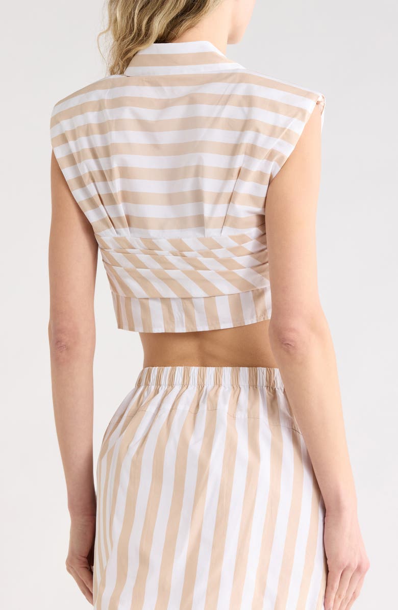 Simkhai Emie Cropped Box Sleeve Top, Alternate, color, Sand Stripe