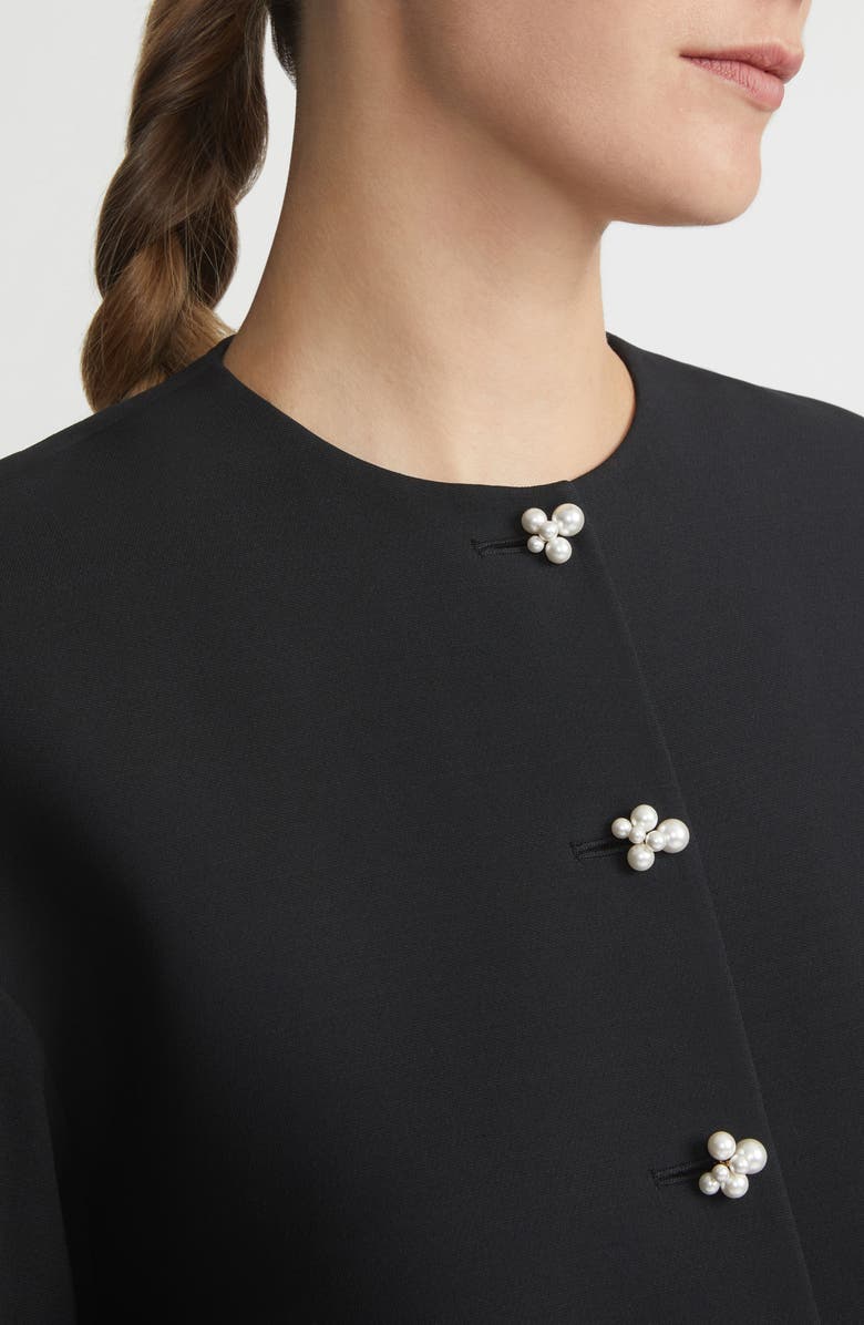 Lafayette 148 New York Faux Pearl Button Wool & Silk Crepe Jacket, Alternate, color, 