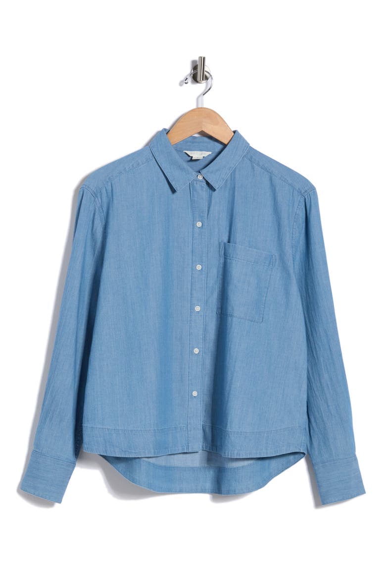 Chambray Core Button Front Shirt, Alternate, color, MEDIUM WASH