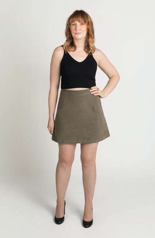 Aam The Label The Cord Mini Skirt In Moss