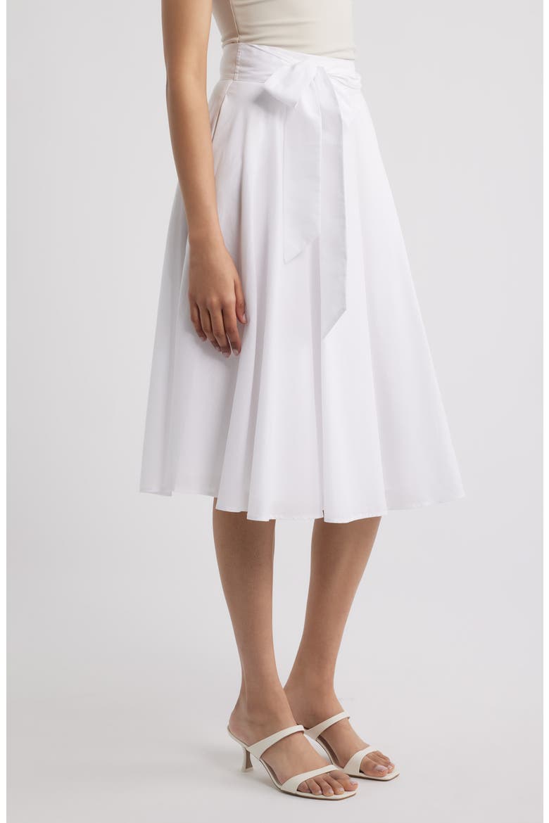 Tie Waist Midi Skirt, Alternate, color, IVORY