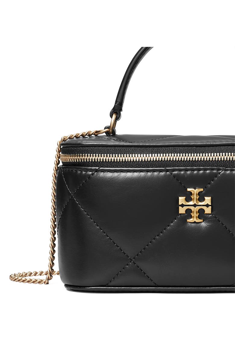 Tory Burch Kira Quilted Leather Vanity Case, Alternate, color, Black