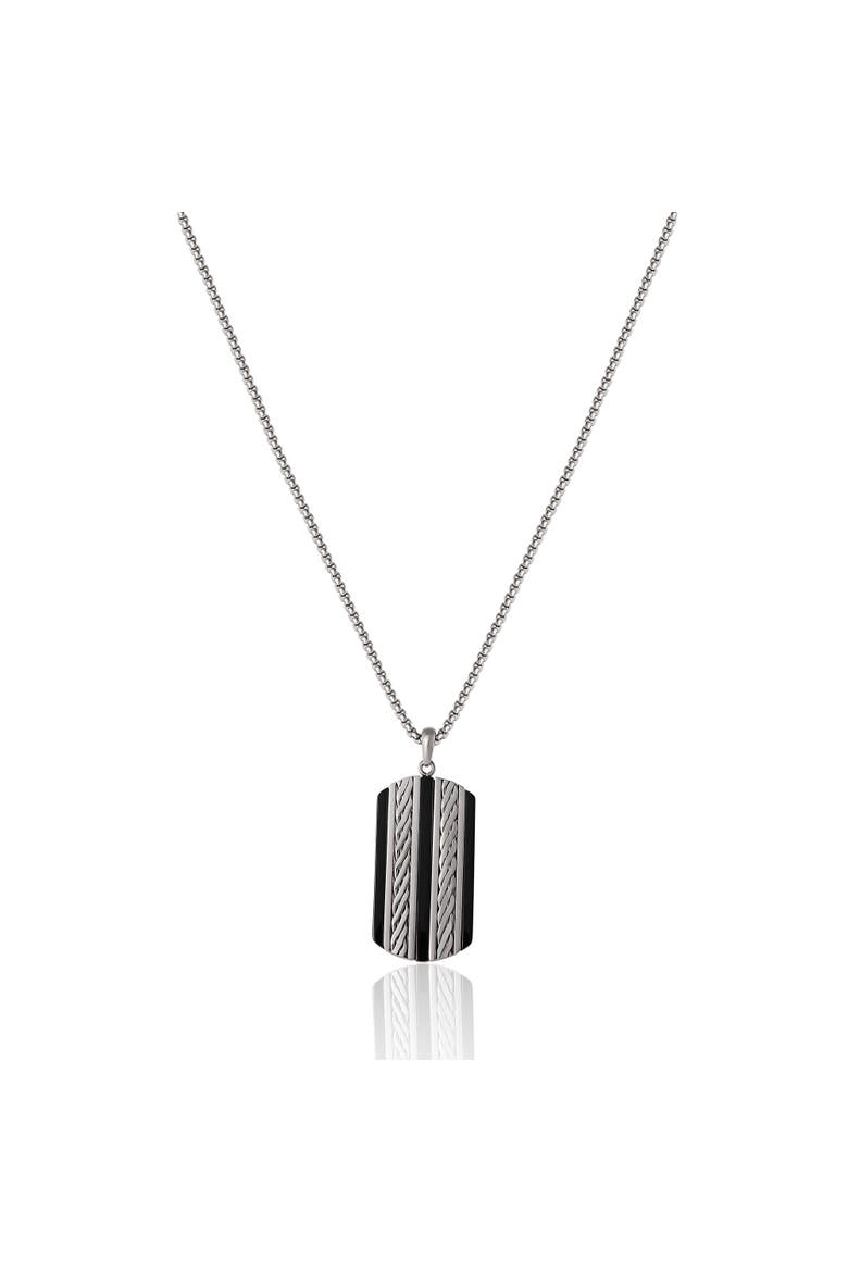 Pendant Necklace with Striped Dog Tag, Main, color, Silver