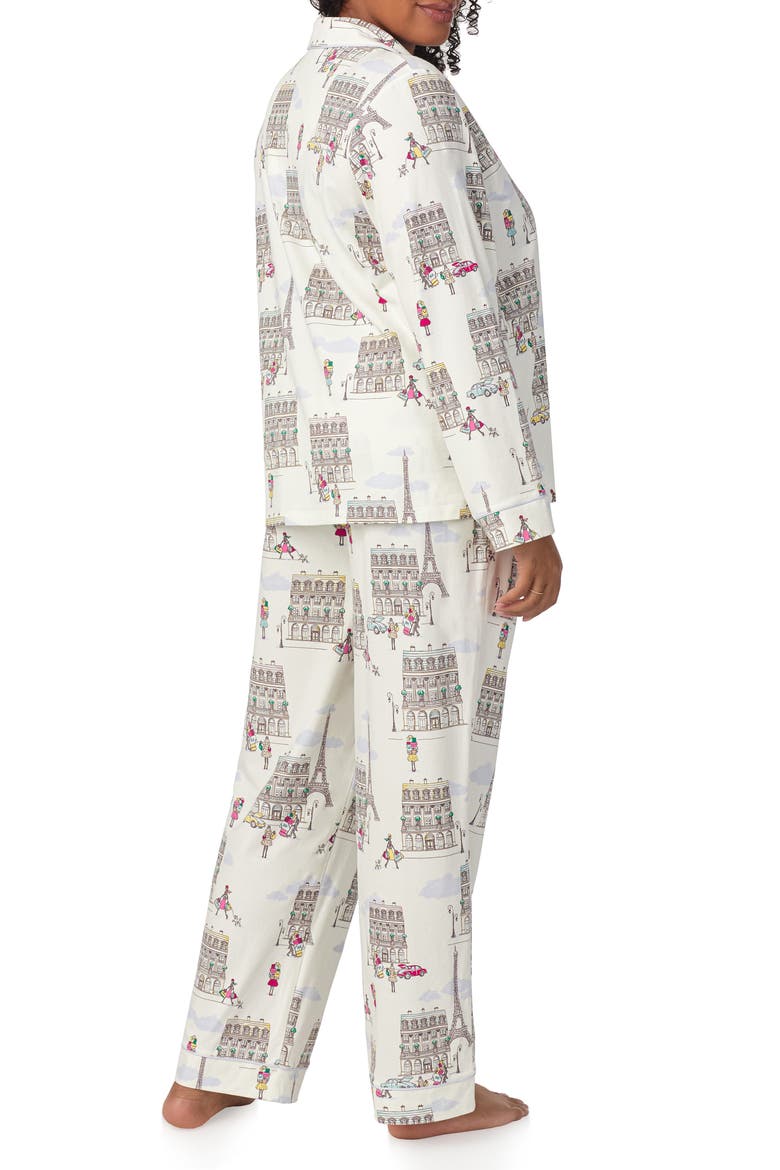 Print Stretch Organic Cotton Jersey Long Pajamas, Alternate, color, LETS GO SHOPPING