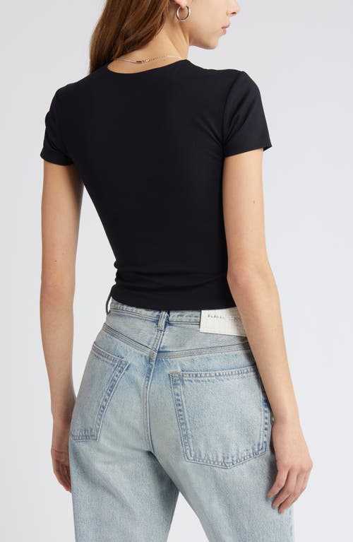 Open Edit Smooth Edit Short Sleeve Top In Black