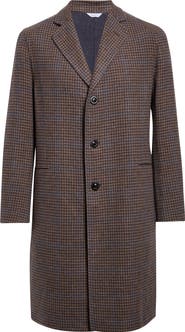 Boglioli Houndstooth Check Wool, Cashmere & Silk Double Cloth Long Coat