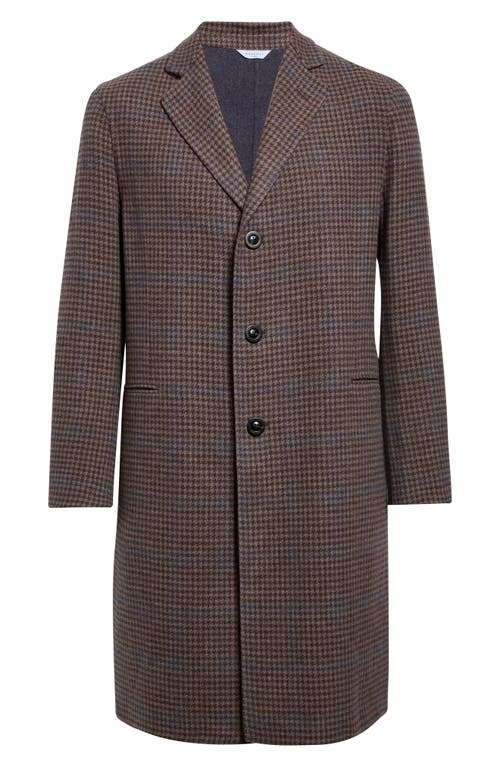 Boglioli Houndstooth Check Wool, Cashmere & Silk Double Cloth Long Coat In Brown