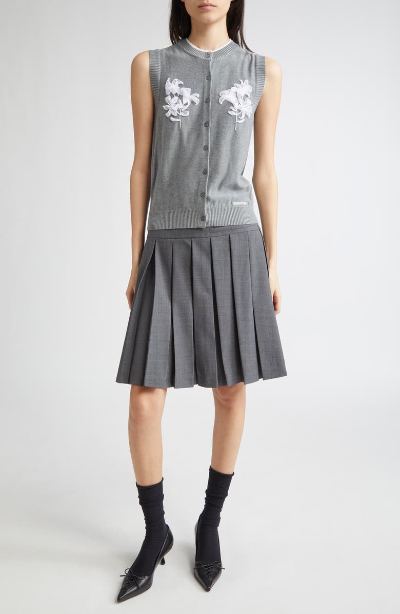 Shushu/Tong Floral Appliqué Silk & Cashmere Cardigan, Alternate, color,