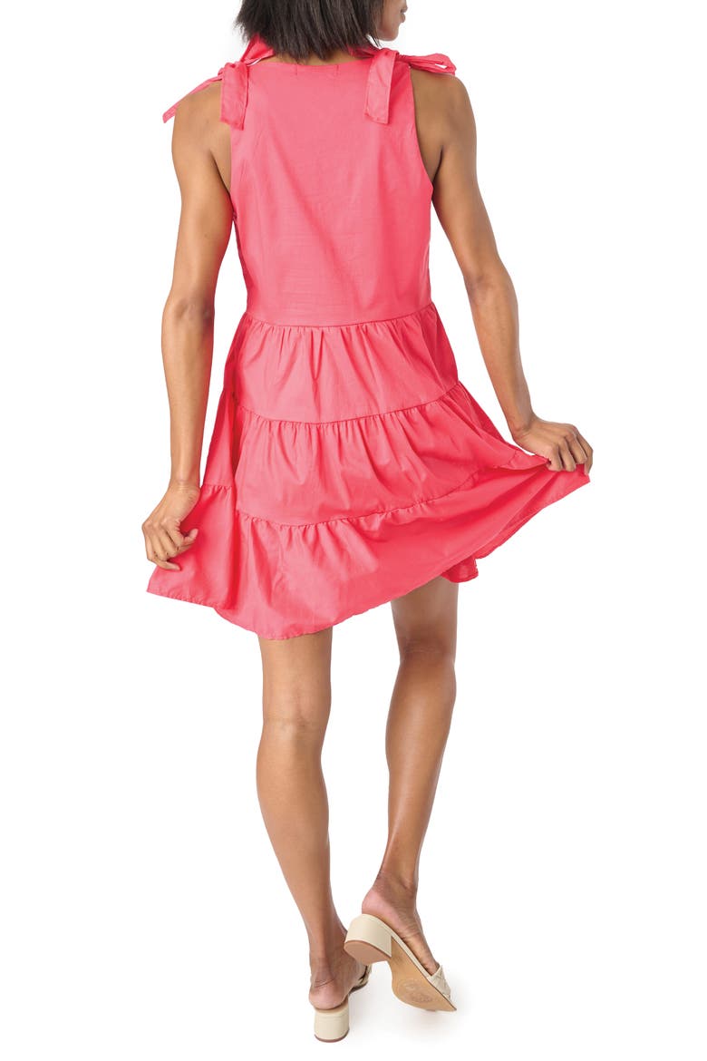 Shoulder Bow Tiered Dress, Alternate, color, RED CORAL
