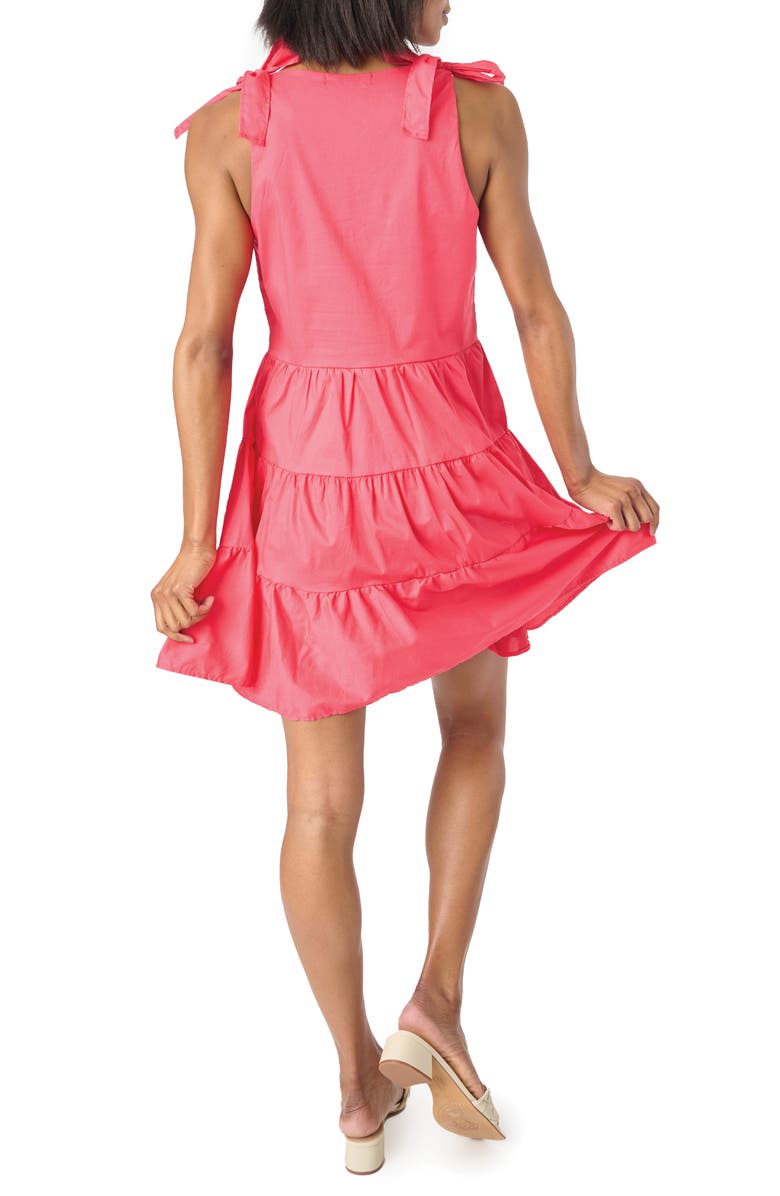 GIBSONLOOK Shoulder Bow Tiered Dress, Alternate, color, Red Coral