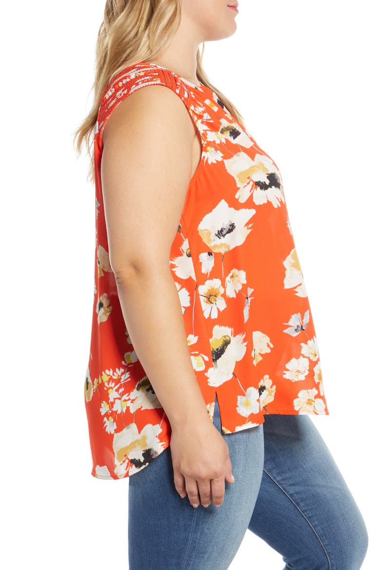 Daniel Rainn Lace Shoulder Tank Top, Alternate, color, NECTARINE
