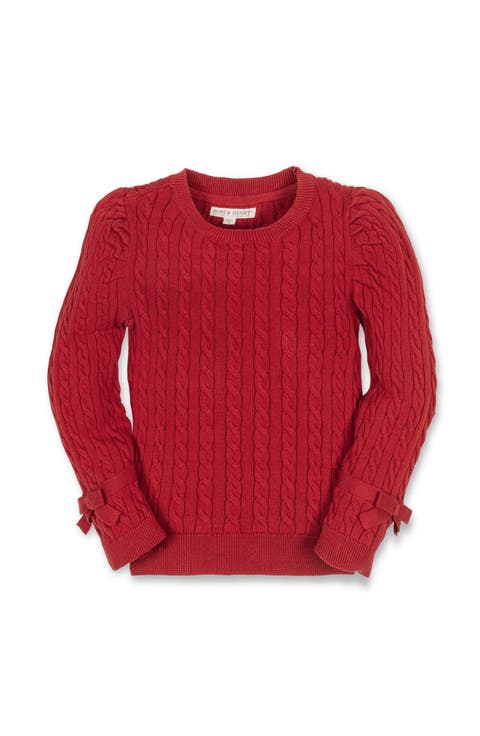 Kids' Organic Long Puff Sleeve Sweater with Bow Detail (Little Kid and Big Kid)