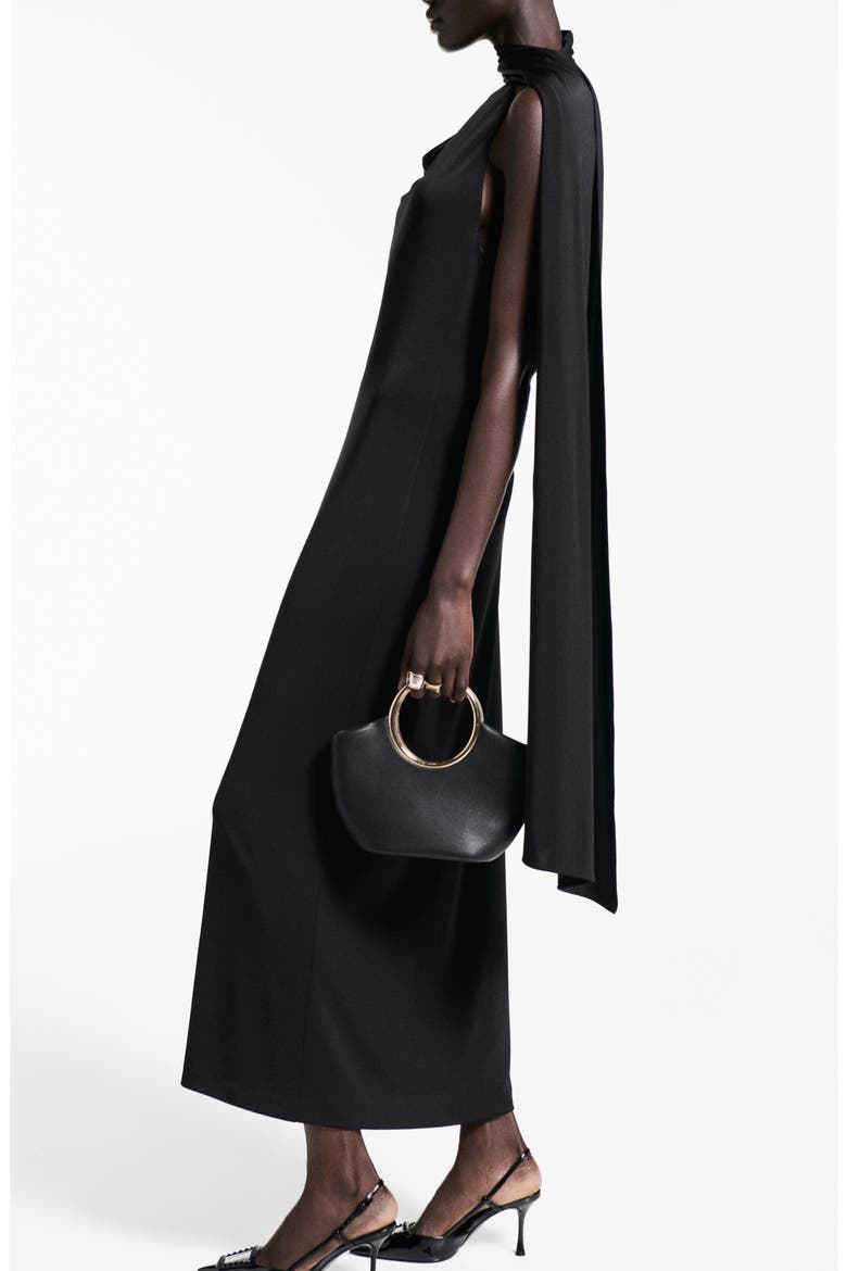 Asymmetric Drape Maxi Dress, Alternate, color, BLACK