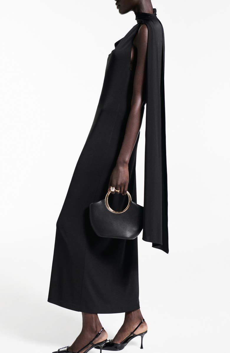 MANGO Asymmetric Drape Maxi Dress, Alternate, color,