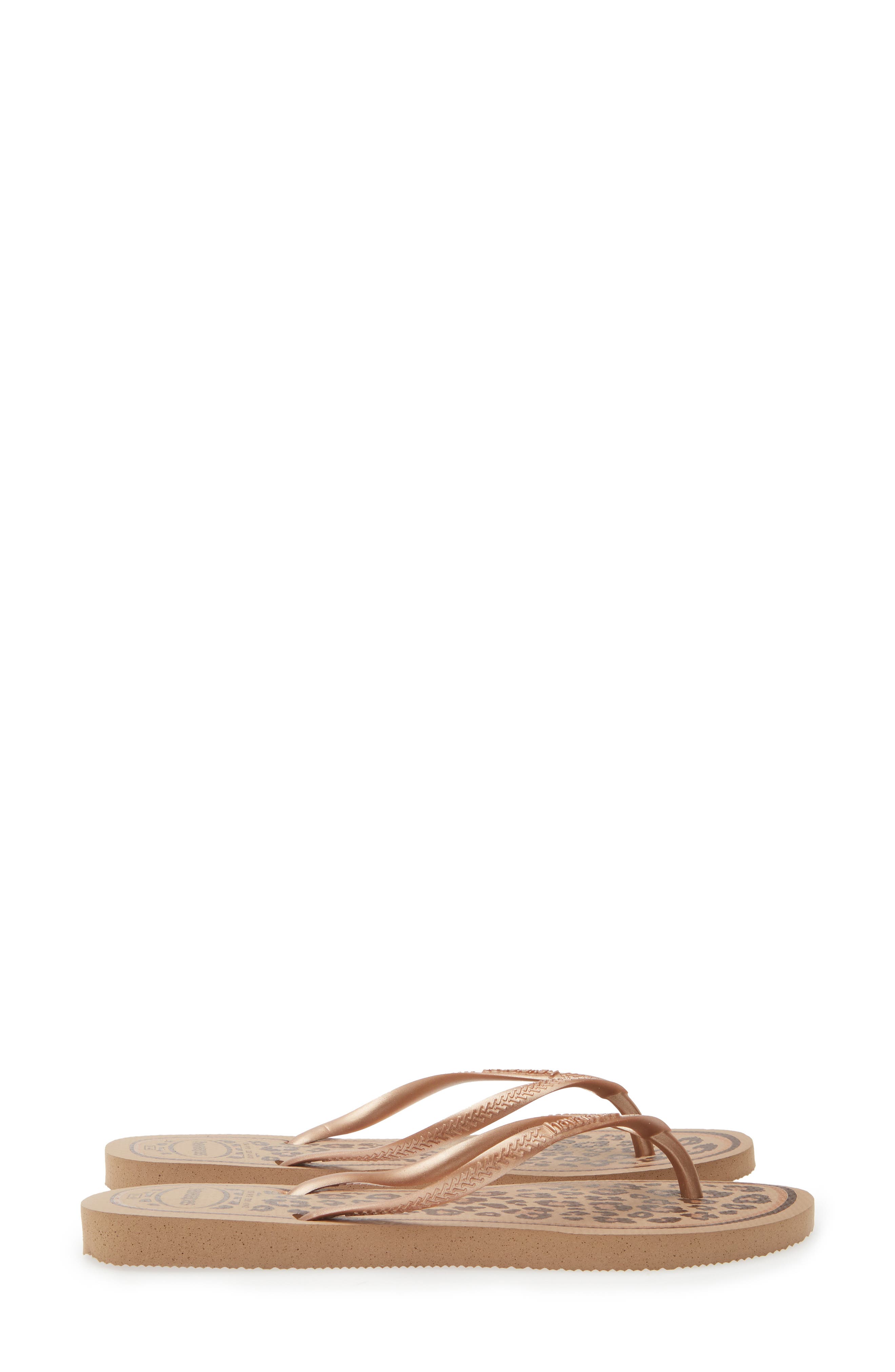 Havaianas Slim Animal Print Flip Flop, Alternate, color, Rose Gold/Rose Gold