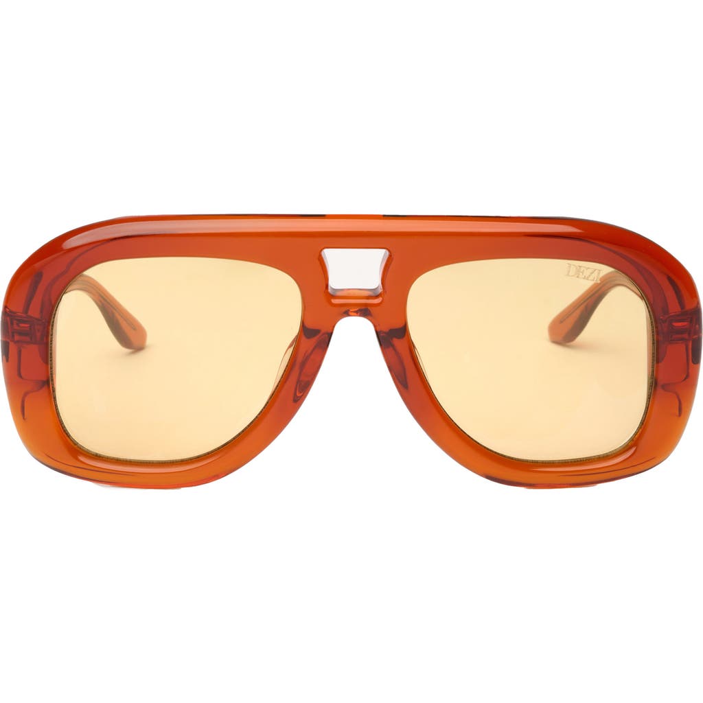 Dezi Pusha 55mm Shield Sunglasses In Burnt Caramel/yellow