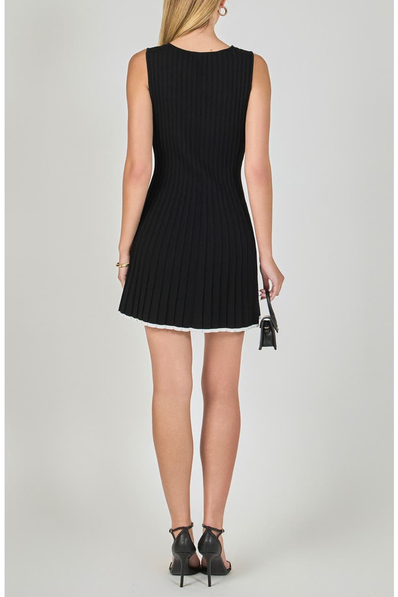 Rib Knit Minidress, Alternate, color, BLACK/ WHITE