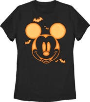 Mickey & Friends Women's Mickey & Friends Halloween Pumpkin Face  Graphic T-Shirt