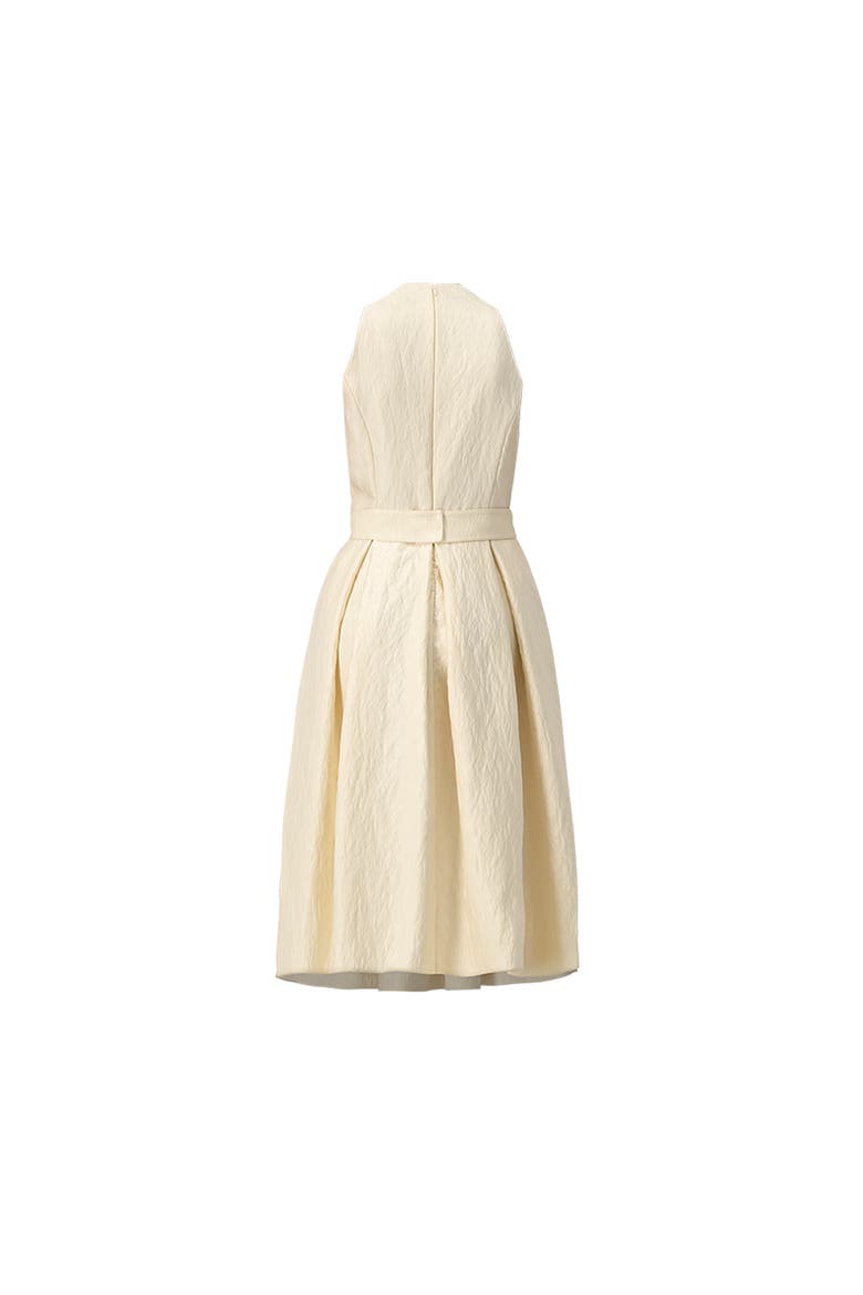 Textured Midi Dress with Belted Waist, Alternate, color, Natural