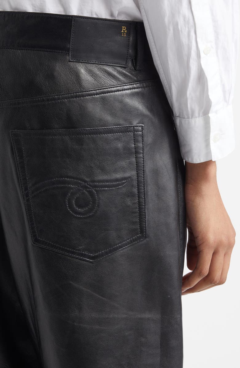 R13 Leather Skirt Pants, Alternate, color, Black