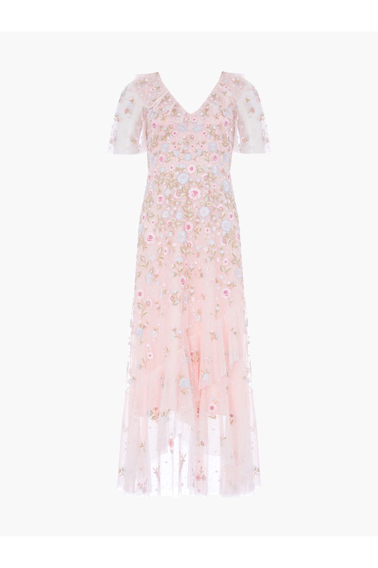 Ethereal Blooms Frill Ankle Gown, Alternate, color, Seashell/Multi