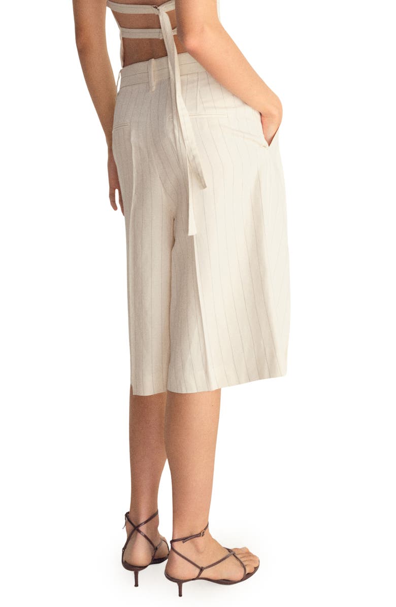 MANGO Stripe Bermuda Shorts, Alternate, color, Off White