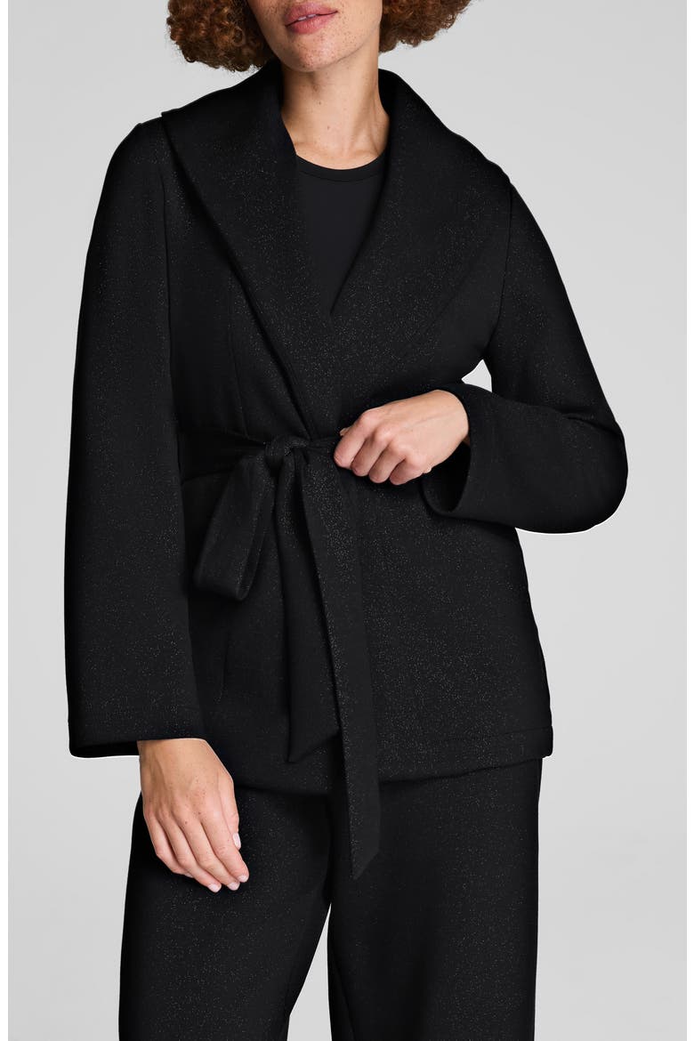 AirEssentials Shimmer Wrap Cardigan, Main, color, VERY BLACK GUNMETAL