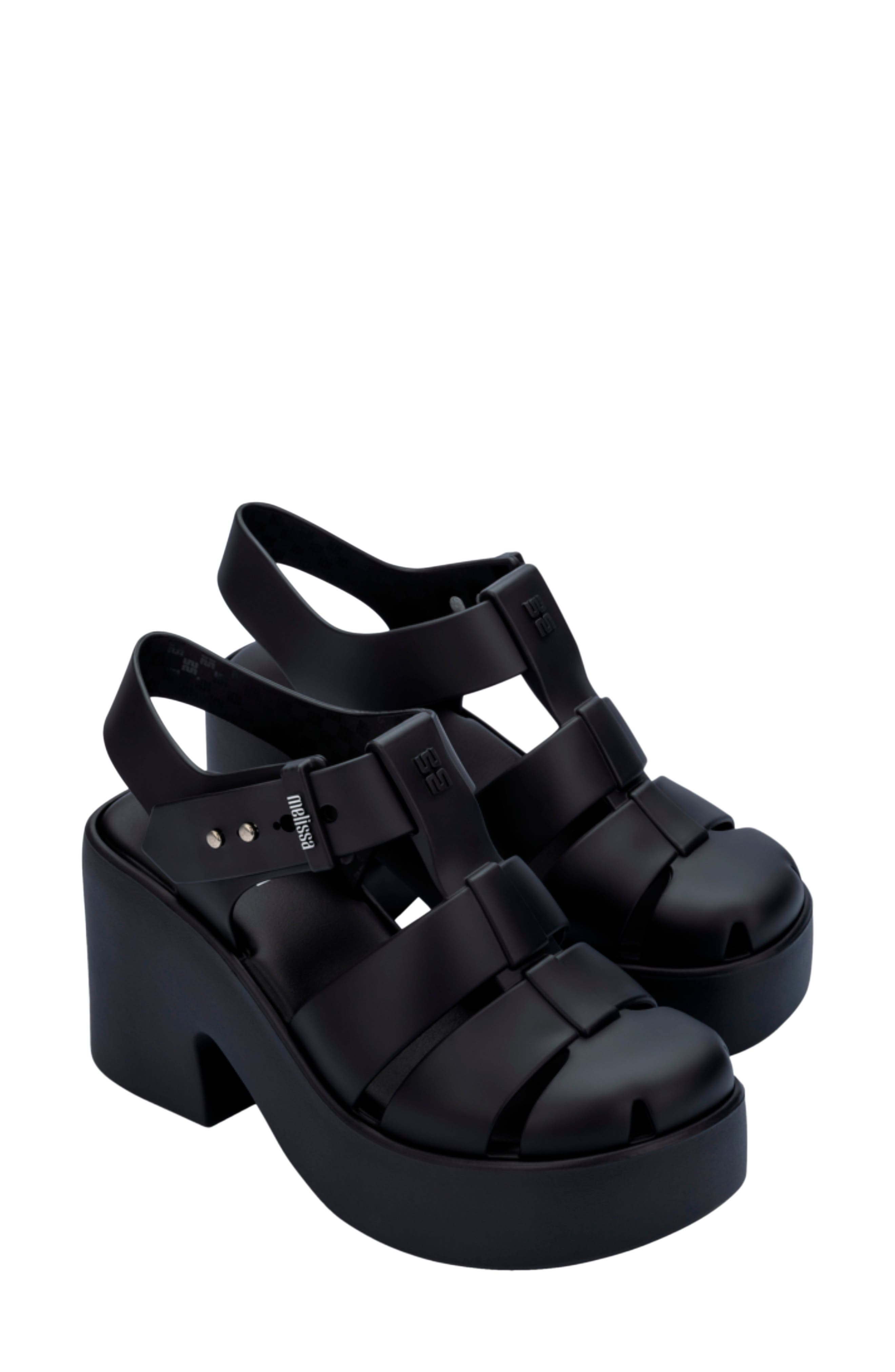 Melissa Lulu Platform Fisherman Sandal, Main, color, Matte Black