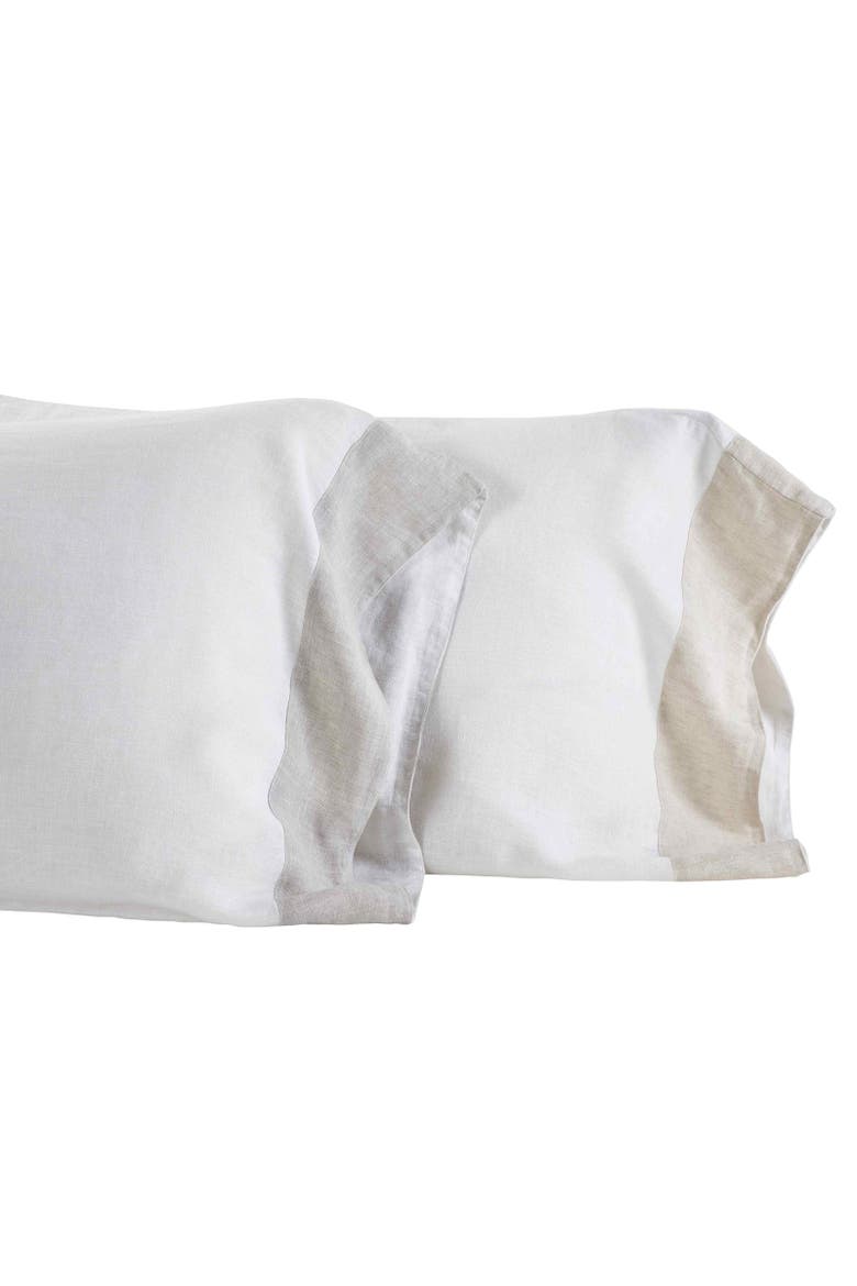 Kyoto European Linen Pillowcase - Set of 2, Alternate, color, White/Beige