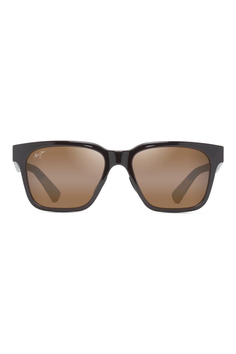 Punkikai 56mm PolarizedPlus2® Square Sunglasses, Main, color, SHINY BROWN